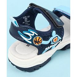 Cute Walk by Babyhug Velcro Closure Sandals with Basketball Design - Navy Blue
