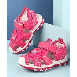 Cute Walk by Babyhug Velcro Closure Sandals with Butterfly Applique - Pink