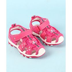 Cute Walk by Babyhug Velcro Closure Sandals with Butterfly Applique - Pink