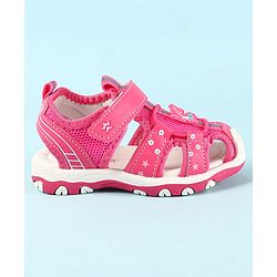 Cute Walk by Babyhug Velcro Closure Sandals with Butterfly Applique - Pink