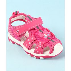 Cute Walk by Babyhug Velcro Closure Sandals with Butterfly Applique - Pink