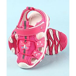 Cute Walk by Babyhug Velcro Closure Sandals with Butterfly Applique - Pink