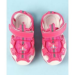 Cute Walk by Babyhug Velcro Closure Sandals with Butterfly Applique - Pink