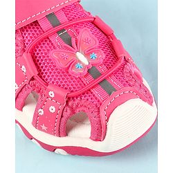 Cute Walk by Babyhug Velcro Closure Sandals with Butterfly Applique - Pink