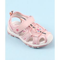 Cute Walk by Babyhug Velcro Closure Sandals with Butterfly Applique - Pink