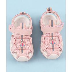 Cute Walk by Babyhug Velcro Closure Sandals with Butterfly Applique - Pink
