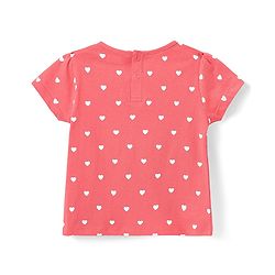Babyhug Cotton Woven Frock & Half Sleeves Inner Tee With Heart Print - Navy Blue & Pink