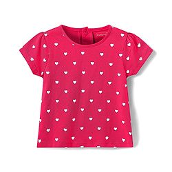 Babyhug Cotton Woven Frock & Half Sleeves Inner Tee With Heart Print - Navy Blue & Pink