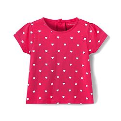 Babyhug Cotton Woven Frock & Half Sleeves Inner Tee With Heart Print - Navy Blue & Pink