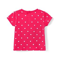 Babyhug Cotton Woven Frock & Half Sleeves Inner Tee With Heart Print - Navy Blue & Pink
