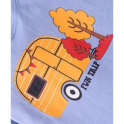 Babyhug Single Jersey Knit Half Sleeves T-Shirt & Shorts Set with Fun Trip Print - Lavender