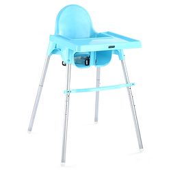 Babyhug Highchair & Small Feeding Chair | Removable Feeding Tray | Adjustable Footrest | Safety Harness | Anti-skid Base| Easy Assembly | Sturdy and Durable - Blue