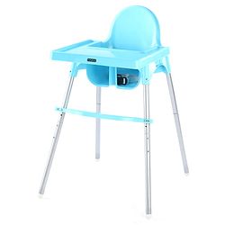 Babyhug Highchair & Small Feeding Chair | Removable Feeding Tray | Adjustable Footrest | Safety Harness | Anti-skid Base| Easy Assembly | Sturdy and Durable - Blue