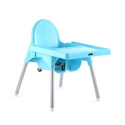 Babyhug Highchair & Small Feeding Chair | Removable Feeding Tray | Adjustable Footrest | Safety Harness | Anti-skid Base| Easy Assembly | Sturdy and Durable - Blue