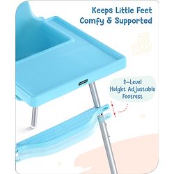 Babyhug Multi-functional Highchair & Convertible Feeding Chair | Removable Feeding Tray| Adjustable Footrest| Safety Harness| Anti-skid Base| Easy Assembly| Easy Cleaning| 6 Months to 3 Years - Blue
