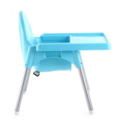 Babyhug Highchair & Small Feeding Chair | Removable Feeding Tray | Adjustable Footrest | Safety Harness | Anti-skid Base| Easy Assembly | Sturdy and Durable - Blue