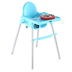 Babyhug Highchair & Small Feeding Chair | Removable Feeding Tray | Adjustable Footrest | Safety Harness | Anti-skid Base| Easy Assembly | Sturdy and Durable - Blue