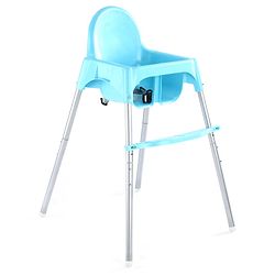 Babyhug Highchair & Small Feeding Chair | Removable Feeding Tray | Adjustable Footrest | Safety Harness | Anti-skid Base| Easy Assembly | Sturdy and Durable - Blue