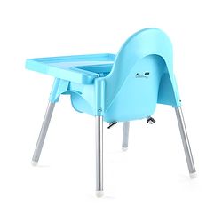 Babyhug Highchair & Small Feeding Chair | Removable Feeding Tray | Adjustable Footrest | Safety Harness | Anti-skid Base| Easy Assembly | Sturdy and Durable - Blue
