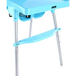 Babyhug Highchair & Small Feeding Chair | Removable Feeding Tray | Adjustable Footrest | Safety Harness | Anti-skid Base| Easy Assembly | Sturdy and Durable - Blue