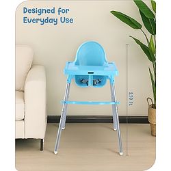 Babyhug Multi-functional Highchair & Convertible Feeding Chair | Removable Feeding Tray| Adjustable Footrest| Safety Harness| Anti-skid Base| Easy Assembly| Easy Cleaning| 6 Months to 3 Years - Blue