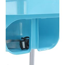 Babyhug Highchair & Small Feeding Chair | Removable Feeding Tray | Adjustable Footrest | Safety Harness | Anti-skid Base| Easy Assembly | Sturdy and Durable - Blue