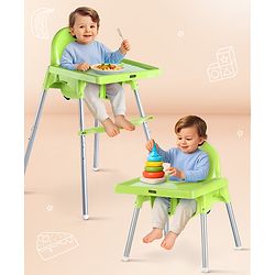 Babyhug Multi-functional Highchair & Convertible Feeding Chair | Removable Feeding Tray| Adjustable Footrest| Safety Harness| Anti-skid Base| Easy Assembly| Easy Cleaning| 6 Months to 3 Years - Blue