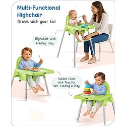 Babyhug Multi-functional Highchair & Convertible Feeding Chair | Removable Feeding Tray| Adjustable Footrest| Safety Harness| Anti-skid Base| Easy Assembly| Easy Cleaning| 6 Months to 3 Years - Blue