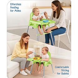 Babyhug Multi-functional Highchair & Convertible Feeding Chair | Removable Feeding Tray| Adjustable Footrest| Safety Harness| Anti-skid Base| Easy Assembly| Easy Cleaning| 6 Months to 3 Years - Blue