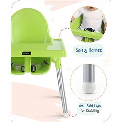 Babyhug Multi-functional Highchair & Convertible Feeding Chair | Removable Feeding Tray| Adjustable Footrest| Safety Harness| Anti-skid Base| Easy Assembly| Easy Cleaning| 6 Months to 3 Years - Blue