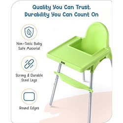 Babyhug Multi-functional Highchair & Convertible Feeding Chair | Removable Feeding Tray| Adjustable Footrest| Safety Harness| Anti-skid Base| Easy Assembly| Easy Cleaning| 6 Months to 3 Years - Blue