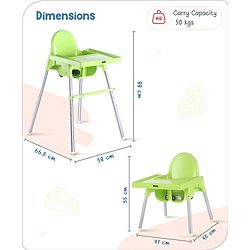 Babyhug Multi-functional Highchair & Convertible Feeding Chair | Removable Feeding Tray| Adjustable Footrest| Safety Harness| Anti-skid Base| Easy Assembly| Easy Cleaning| 6 Months to 3 Years - Blue
