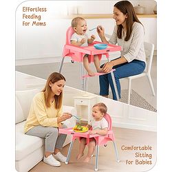 Babyhug Multi-functional Highchair & Convertible Feeding Chair | Removable Feeding Tray| Adjustable Footrest| Safety Harness| Anti-skid Base| Easy Assembly| Easy Cleaning| 6 Months to 3 Years - Blue