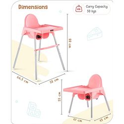 Babyhug Multi-functional Highchair & Convertible Feeding Chair | Removable Feeding Tray| Adjustable Footrest| Safety Harness| Anti-skid Base| Easy Assembly| Easy Cleaning| 6 Months to 3 Years - Blue