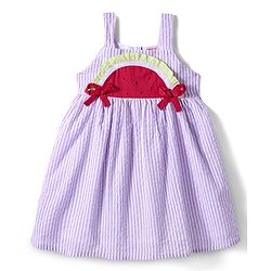 Babyhug Cotton Knit Sleeveless Striped Frock with Bloomer & Hat - Lilac