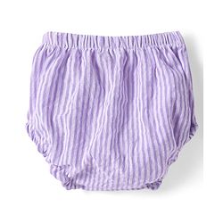 Babyhug Cotton Knit Sleeveless Striped Frock with Bloomer & Hat - Lilac