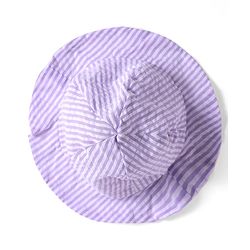 Babyhug Cotton Knit Sleeveless Striped Frock with Bloomer & Hat - Lilac