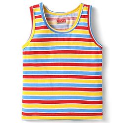 Babyhug 100% Cotton Single Jersey Knit Sleeveless Sando With Striped Print - Yellow