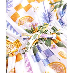 Babyhug 100% Cotton Knit Sleeveless Jumpsuit with Tropical Theme Print - White