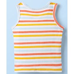 Babyhug 100 % Cotton Knit Sleeveless Striped Sando - White