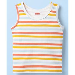 Babyhug 100 % Cotton Knit Sleeveless Striped Sando - White