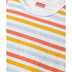 Babyhug 100 % Cotton Knit Sleeveless Striped Sando - White