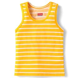 Babyhug 100% Cotton Single Jersey Knit Sleeveless Sando With Striped Print - Yellow