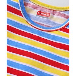 Babyhug 100 % Cotton Knit Sleeveless Sando with Stripes - Blue & Red & Yellow