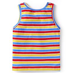 Babyhug 100 % Cotton Knit Sleeveless Sando with Stripes - Blue & Red & Yellow