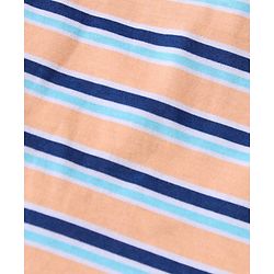 Babyhug 100 % Cotton Knit Sleeveless Sando with Stripes - Blue & Peach