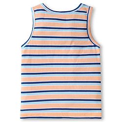 Babyhug 100 % Cotton Knit Sleeveless Sando with Stripes - Blue & Peach