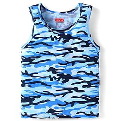 Babyhug 100% Cotton Knit Sleeveless Sando with Camouflage  Print - Blue