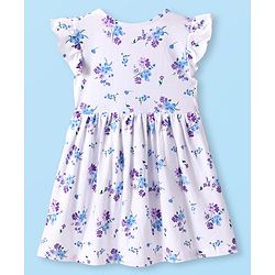 Babyhug Cotton Woven Frill Sleeves Frock With Floral Print & Bloomer - White