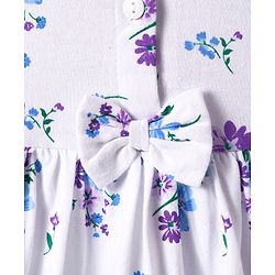 Babyhug Cotton Woven Frill Sleeves Frock With Floral Print & Bloomer - White